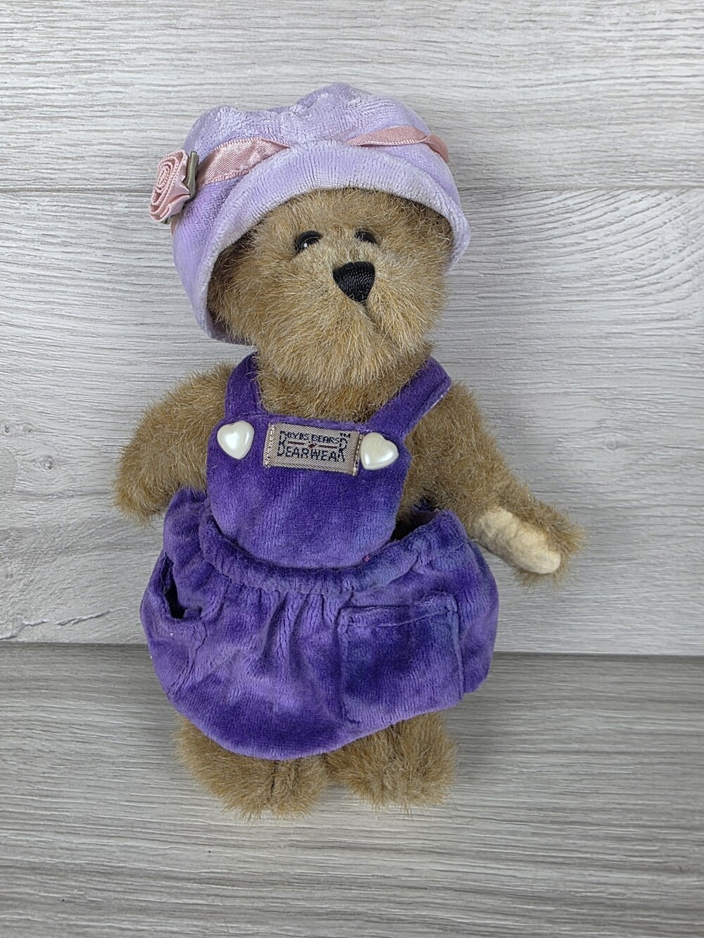 Boyds Bears Bearwear Plush Bear Doll w Clothing Dressed Buttons Purple SU56